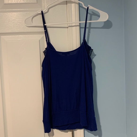 Express blue tank top with ruffle front - Picture 2 of 6
